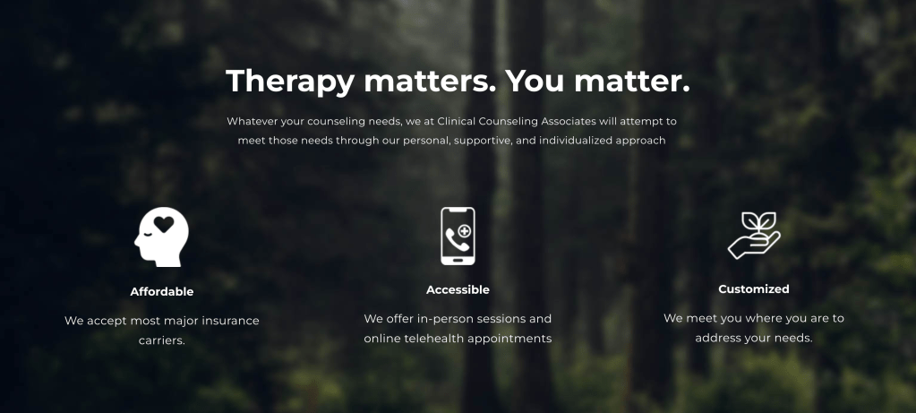Clinical Counseling Associates, website design